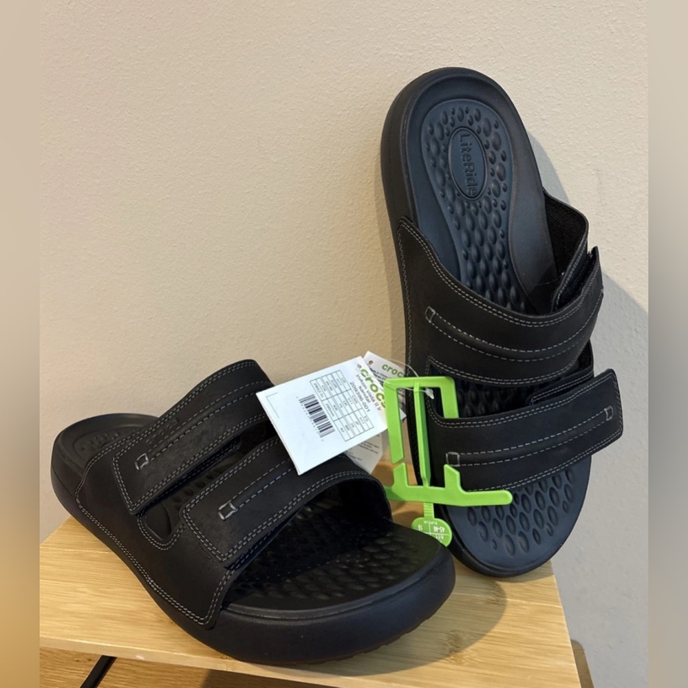 Crocs Men's Adjustable Straps Yukon Vista II LiteRide Sandals Slides Black Sz 11